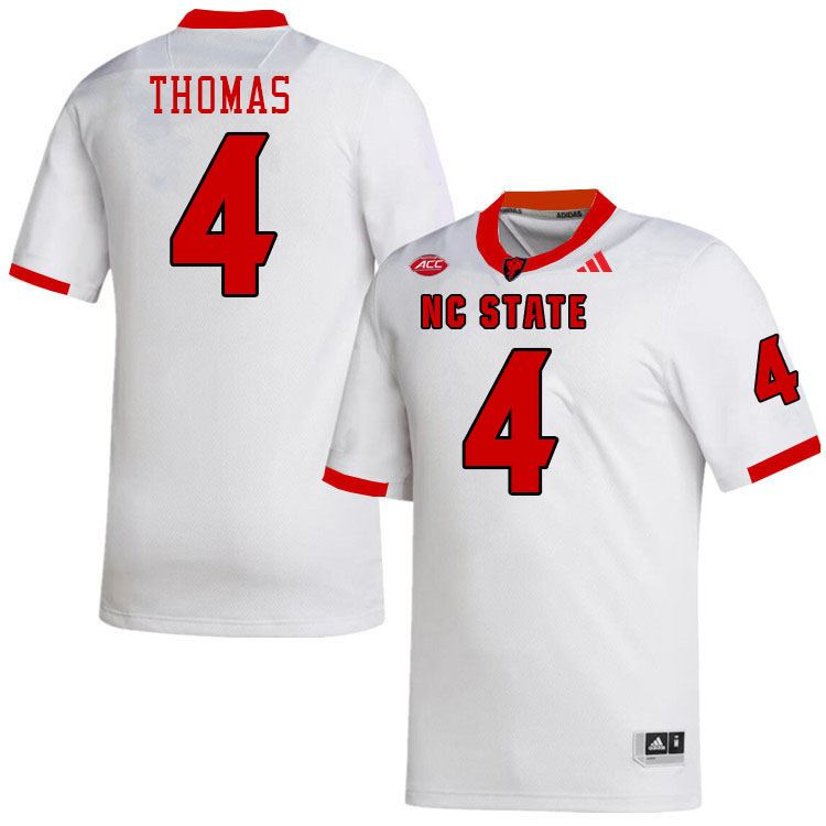 NC State Wolfpack #4 Tra Thomas College Football Jerseys Stitched-White
